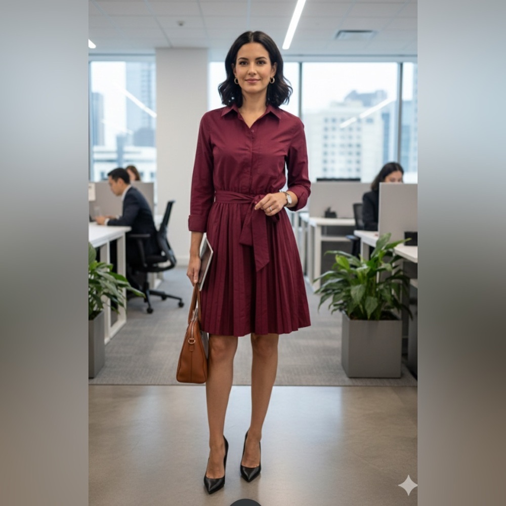 Elegant Long Sleeve Burgundy Dress